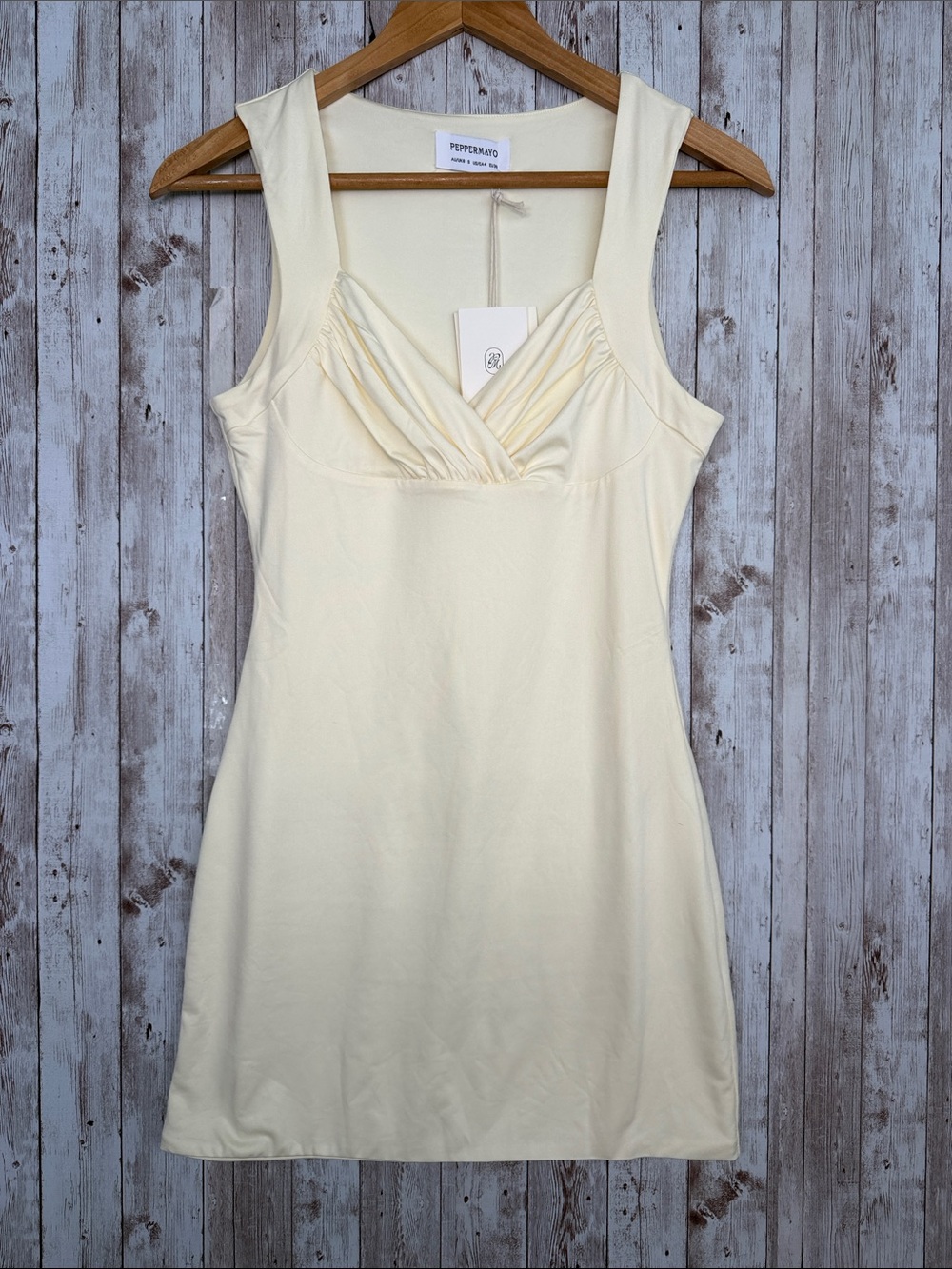 Peppermayo Rosier Mini Dress sz 4/Small Sleeveless Chemise Sweetheart Yellow